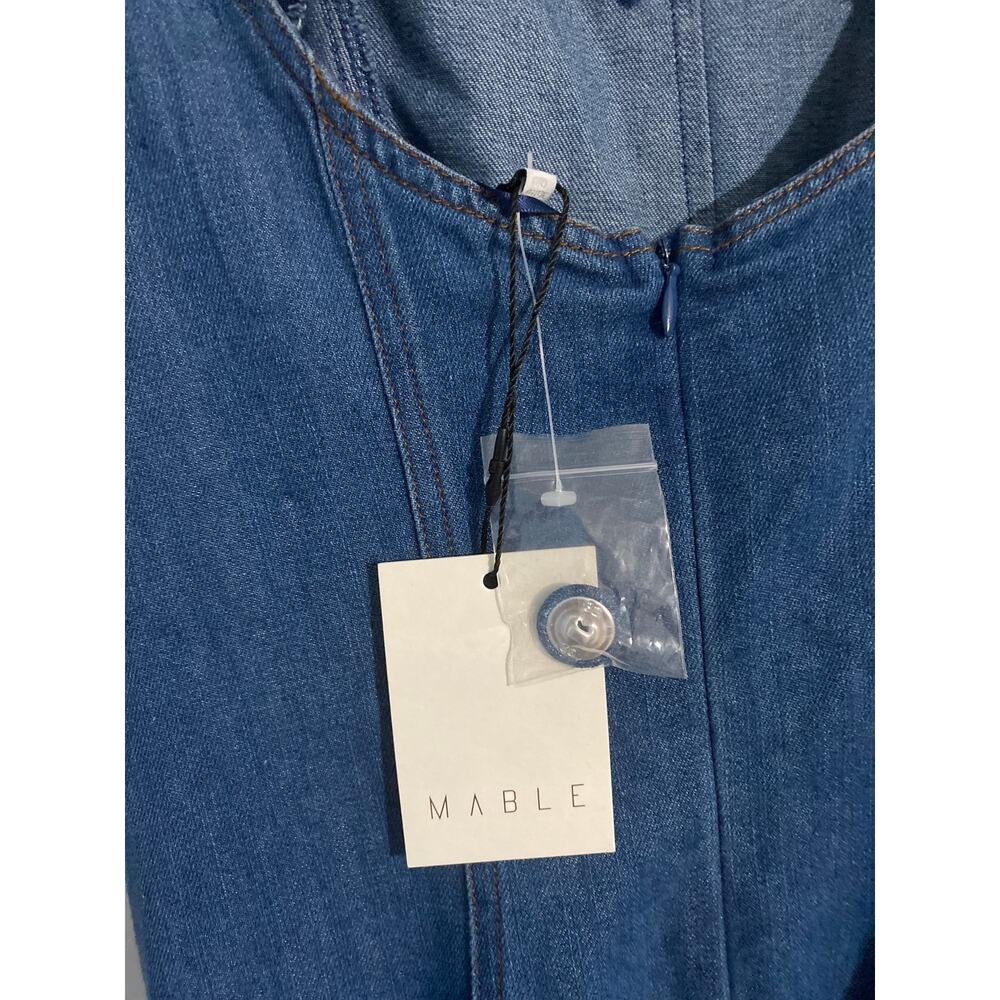 Mable mini dress NEW women’s size S blue denim ruffle 90s retro - Picture 3 of 4
